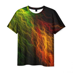Мужская футболка 3D с принтом Цветные линии в Кировске, 100% полиэфир | прямой крой, круглый вырез горловины, длина до линии бедер | молния | пестрый | разноцветный