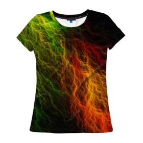 Женская футболка 3D с принтом Цветные линии в Кировске, 100% полиэфир ( синтетическое хлопкоподобное полотно) | прямой крой, круглый вырез горловины, длина до линии бедер | молния | пестрый | разноцветный