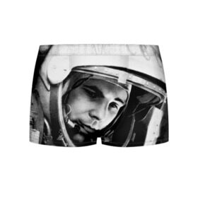 Мужские трусы 3D с принтом Юрий Гагарин в Кировске, 50% хлопок, 50% полиэстер | классическая посадка, на поясе мягкая тканевая резинка | первый космонавт