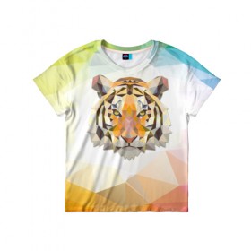 Детская футболка 3D с принтом Тигр в Кировске, 100% гипоаллергенный полиэфир | прямой крой, круглый вырез горловины, длина до линии бедер, чуть спущенное плечо, ткань немного тянется | большая кошка | дикие животные | животные | тигр