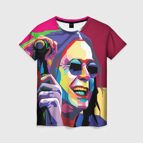 Женская футболка 3D с принтом Оззи Осборн в Кировске, 100% полиэфир ( синтетическое хлопкоподобное полотно) | прямой крой, круглый вырез горловины, длина до линии бедер | ozzy osbourne | rock | металл | оззи | осборн | рок