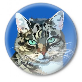 Значок с принтом Котэ в Кировске,  металл | круглая форма, металлическая застежка в виде булавки | cat | взгляд | глаза | животные | киска | кот | котёнок | кошка