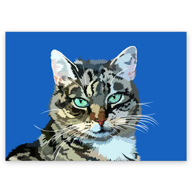 Поздравительная открытка с принтом Котэ в Кировске, 100% бумага | плотность бумаги 280 г/м2, матовая, на обратной стороне линовка и место для марки
 | cat | взгляд | глаза | животные | киска | кот | котёнок | кошка