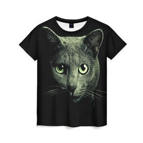 Женская футболка 3D с принтом Серый котик в Кировске, 100% полиэфир ( синтетическое хлопкоподобное полотно) | прямой крой, круглый вырез горловины, длина до линии бедер | 