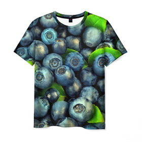 Мужская футболка 3D с принтом Голубика в Кировске, 100% полиэфир | прямой крой, круглый вырез горловины, длина до линии бедер | blueberry | голубика | черника | ягоды