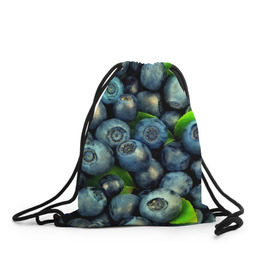 Рюкзак-мешок 3D с принтом Голубика в Кировске, 100% полиэстер | плотность ткани — 200 г/м2, размер — 35 х 45 см; лямки — толстые шнурки, застежка на шнуровке, без карманов и подкладки | Тематика изображения на принте: blueberry | голубика | черника | ягоды