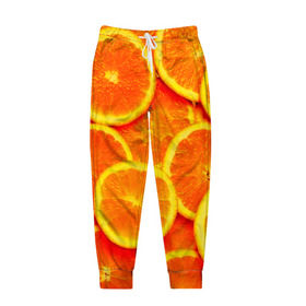 Мужские брюки 3D с принтом Сочные апельсины в Кировске, 100% полиэстер | манжеты по низу, эластичный пояс регулируется шнурком, по бокам два кармана без застежек, внутренняя часть кармана из мелкой сетки | Тематика изображения на принте: апельсин | летние | сочные | цитрус | яркие