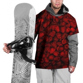 Накидка на куртку 3D с принтом Малинки в Кировске, 100% полиэстер |  | Тематика изображения на принте: малиновый | паттерн | темный | ягоды
