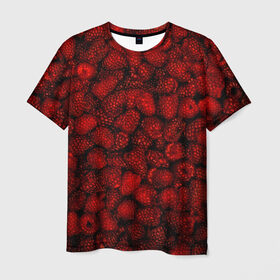 Мужская футболка 3D с принтом Малинки в Кировске, 100% полиэфир | прямой крой, круглый вырез горловины, длина до линии бедер | Тематика изображения на принте: малиновый | паттерн | темный | ягоды