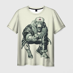 Мужская футболка 3D с принтом Обезьяна с пистолетом в Кировске, 100% полиэфир | прямой крой, круглый вырез горловины, длина до линии бедер | звезда | пистолет | шапка | шимпанзе