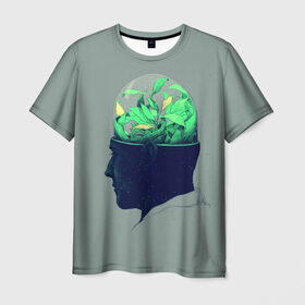 Мужская футболка 3D с принтом Голова горшок в Кировске, 100% полиэфир | прямой крой, круглый вырез горловины, длина до линии бедер | голова | горшок | колба | стекло | цветок | человек