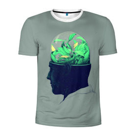 Мужская футболка 3D спортивная с принтом Голова горшок в Кировске, 100% полиэстер с улучшенными характеристиками | приталенный силуэт, круглая горловина, широкие плечи, сужается к линии бедра | голова | горшок | колба | стекло | цветок | человек
