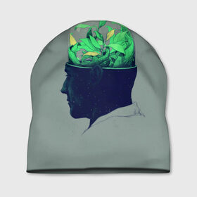 Шапка 3D с принтом Голова горшок в Кировске, 100% полиэстер | универсальный размер, печать по всей поверхности изделия | Тематика изображения на принте: голова | горшок | колба | стекло | цветок | человек