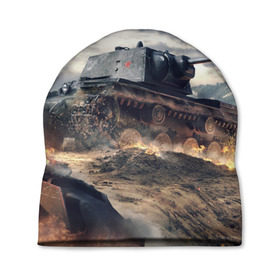 Шапка 3D с принтом Танк в Кировске, 100% полиэстер | универсальный размер, печать по всей поверхности изделия | 9 мая | день победы | оружие | советский танк | танк | танковые войска