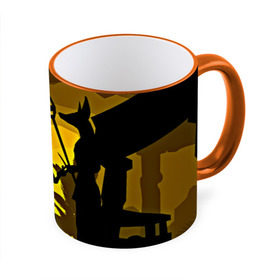Кружка 3D с принтом Tomb Raider в Кировске, керамика | ёмкость 330 мл | Тематика изображения на принте: желтый | лара крофт | черный