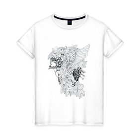 Женская футболка хлопок с принтом Валькирия в Кировске, 100% хлопок | прямой крой, круглый вырез горловины, длина до линии бедер, слегка спущенное плечо | ангел | валькирия | воин
