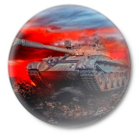 Значок с принтом Tank в Кировске,  металл | круглая форма, металлическая застежка в виде булавки | 3d | 9 мая | война | огонь | победа | танк | танкист | техника
