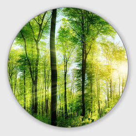 Коврик круглый с принтом Солнечный лес в Кировске, резина и полиэстер | круглая форма, изображение наносится на всю лицевую часть | деревья | зелень | лес | лето | лучи солнца | солнце | тайга