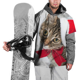 Накидка на куртку 3D с принтом Новогодний кот в колпаке в Кировске, 100% полиэстер |  | грустный | добрый | животное | киса | киска кися | кот | котенок | котэ | кошка | красивый | лапа | лапка | ласковый | милый | моська | мурлыка | прикольный | смешной | унылый | усатый | шерсть