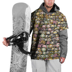 Накидка на куртку 3D с принтом Совы в Кировске, 100% полиэстер |  | Тематика изображения на принте: паттерн | птицы | рисованые | рисунок | сова | толпа | филин