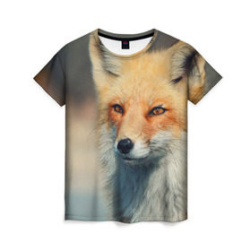 Женская футболка 3D с принтом Лисица в Кировске, 100% полиэфир ( синтетическое хлопкоподобное полотно) | прямой крой, круглый вырез горловины, длина до линии бедер | fox | животное | зверь | красивая | лес | лис | лиса | лисенок | лисица | лисичка | мех | патрикеевна | песец | плутовка | прикольная | природа | рыжая | рыжий цвет | сказка | хвост | хитрая | хищник