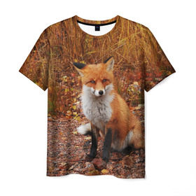 Мужская футболка 3D с принтом Лиса в Кировске, 100% полиэфир | прямой крой, круглый вырез горловины, длина до линии бедер | fox | животное | зверь | красивая | лес | лис | лиса | лисенок | лисица | лисичка | мех | патрикеевна | песец | плутовка | прикольная | природа | рыжая | рыжий цвет | сказка | хвост | хитрая | хищник