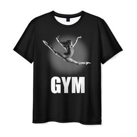 Мужская футболка 3D с принтом Gym в Кировске, 100% полиэфир | прямой крой, круглый вырез горловины, длина до линии бедер | girl | jump | sport | sportswoman | гимнастика | девушка | прыжок | спорт | спортсменка | фитнес