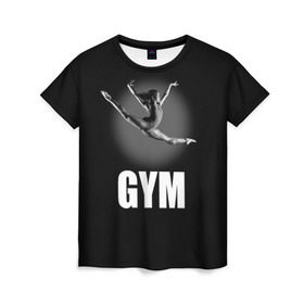 Женская футболка 3D с принтом Gym в Кировске, 100% полиэфир ( синтетическое хлопкоподобное полотно) | прямой крой, круглый вырез горловины, длина до линии бедер | girl | jump | sport | sportswoman | гимнастика | девушка | прыжок | спорт | спортсменка | фитнес