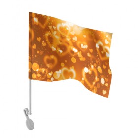 Флаг для автомобиля с принтом Сердечки в золоте в Кировске, 100% полиэстер | Размер: 30*21 см | Тематика изображения на принте: желтый | золотое | сердечки | яркий