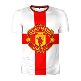 Мужская футболка 3D спортивная с принтом Manchester united в Кировске, 100% полиэстер с улучшенными характеристиками | приталенный силуэт, круглая горловина, широкие плечи, сужается к линии бедра | 3д | fc | manchester united | mu | англия | британия | игра | канониры | красные дьяволы | лондон | манчестер | мю | флаг | флаг британии | футбол | эмблема