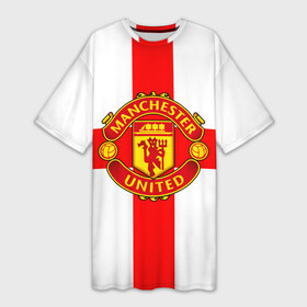 Платье-футболка 3D с принтом Manchester united в Кировске,  |  | 3д | fc | manchester united | mu | англия | британия | игра | канониры | красные дьяволы | лондон | манчестер | мю | флаг | флаг британии | футбол | эмблема