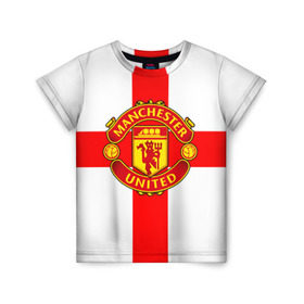 Детская футболка 3D с принтом Manchester united в Кировске, 100% гипоаллергенный полиэфир | прямой крой, круглый вырез горловины, длина до линии бедер, чуть спущенное плечо, ткань немного тянется | 3д | fc | manchester united | mu | англия | британия | игра | канониры | красные дьяволы | лондон | манчестер | мю | флаг | флаг британии | футбол | эмблема