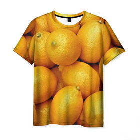 Мужская футболка 3D с принтом Лимончики в Кировске, 100% полиэфир | прямой крой, круглый вырез горловины, длина до линии бедер | Тематика изображения на принте: 3d | витамин | еда | желтый | лето | лимон | много | пища | прикольные | сочные | фрукты | цитрус | яркие