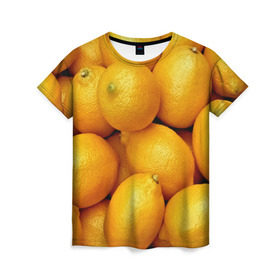 Женская футболка 3D с принтом Лимончики в Кировске, 100% полиэфир ( синтетическое хлопкоподобное полотно) | прямой крой, круглый вырез горловины, длина до линии бедер | 3d | витамин | еда | желтый | лето | лимон | много | пища | прикольные | сочные | фрукты | цитрус | яркие