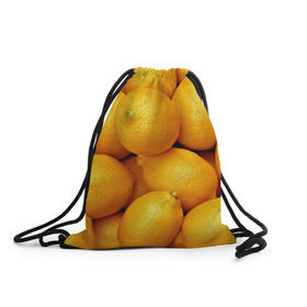 Рюкзак-мешок 3D с принтом Лимончики в Кировске, 100% полиэстер | плотность ткани — 200 г/м2, размер — 35 х 45 см; лямки — толстые шнурки, застежка на шнуровке, без карманов и подкладки | 3d | витамин | еда | желтый | лето | лимон | много | пища | прикольные | сочные | фрукты | цитрус | яркие