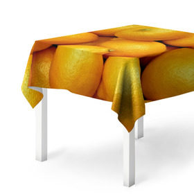 Скатерть 3D с принтом Лимончики в Кировске, 100% полиэстер (ткань не мнется и не растягивается) | Размер: 150*150 см | Тематика изображения на принте: 3d | витамин | еда | желтый | лето | лимон | много | пища | прикольные | сочные | фрукты | цитрус | яркие