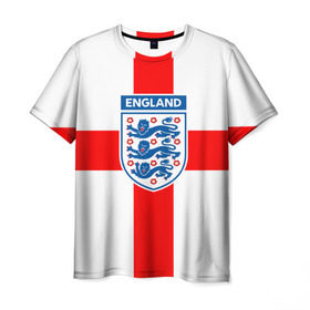 Мужская футболка 3D с принтом Сборная Англии в Кировске, 100% полиэфир | прямой крой, круглый вырез горловины, длина до линии бедер | Тематика изображения на принте: англия | игра | лондон | сборная | футбол