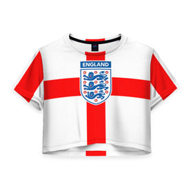 Женская футболка 3D укороченная с принтом Сборная Англии в Кировске, 100% полиэстер | круглая горловина, длина футболки до линии талии, рукава с отворотами | англия | игра | лондон | сборная | футбол