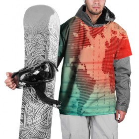 Накидка на куртку 3D с принтом Цифровой мир в Кировске, 100% полиэстер |  | Тематика изображения на принте: зеленый | карта | кибер | красный