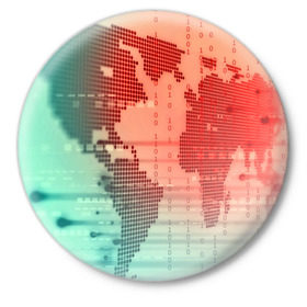Значок с принтом Цифровой мир в Кировске,  металл | круглая форма, металлическая застежка в виде булавки | Тематика изображения на принте: зеленый | карта | кибер | красный