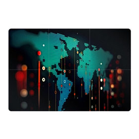 Магнитный плакат 3Х2 с принтом digital world в Кировске, Полимерный материал с магнитным слоем | 6 деталей размером 9*9 см | бирюзовый | карта | кибер | черный