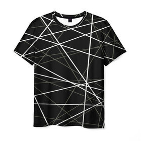 Мужская футболка 3D с принтом geometry texture в Кировске, 100% полиэфир | прямой крой, круглый вырез горловины, длина до линии бедер | геометрия | грани | изгиб | линии | полигоны | полосы | текстура