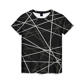 Женская футболка 3D с принтом geometry texture в Кировске, 100% полиэфир ( синтетическое хлопкоподобное полотно) | прямой крой, круглый вырез горловины, длина до линии бедер | геометрия | грани | изгиб | линии | полигоны | полосы | текстура