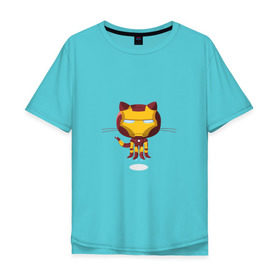 Мужская футболка хлопок Oversize с принтом ironcat в Кировске, 100% хлопок | свободный крой, круглый ворот, “спинка” длиннее передней части | Тематика изображения на принте: cat | github | ironcat | ironman