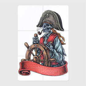 Магнитный плакат 2Х3 с принтом Пират в Кировске, Полимерный материал с магнитным слоем | 6 деталей размером 9*9 см | воробей | джек | пират | скелет | череп