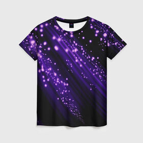 Женская футболка 3D с принтом Twinkle в Кировске, 100% полиэфир ( синтетическое хлопкоподобное полотно) | прямой крой, круглый вырез горловины, длина до линии бедер | 3d | абстракция | блеск | линии | лучи | огоньки | полосы | прикольные | пятна | свет | темный | фиолетовый | яркие