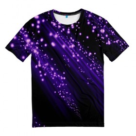Мужская футболка 3D с принтом Twinkle в Кировске, 100% полиэфир | прямой крой, круглый вырез горловины, длина до линии бедер | 3d | абстракция | блеск | линии | лучи | огоньки | полосы | прикольные | пятна | свет | темный | фиолетовый | яркие
