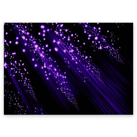 Поздравительная открытка с принтом Twinkle в Кировске, 100% бумага | плотность бумаги 280 г/м2, матовая, на обратной стороне линовка и место для марки
 | Тематика изображения на принте: 3d | абстракция | блеск | линии | лучи | огоньки | полосы | прикольные | пятна | свет | темный | фиолетовый | яркие