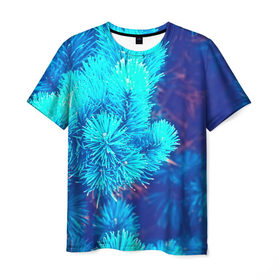 Мужская футболка 3D с принтом Голубая ель в Кировске, 100% полиэфир | прямой крой, круглый вырез горловины, длина до линии бедер | 3d | ёлка | ель | зелёный | лес | новый год | праздник | природа | текстура | фон