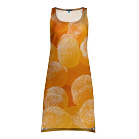 Платье-майка 3D с принтом Апельсиновый мармелад в Кировске, 100% полиэстер | полуприлегающий силуэт, широкие бретели, круглый вырез горловины, удлиненный подол сзади. | 